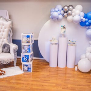 Circular white backdrop with stands