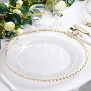 Clear Glass Beaded Charger Plate